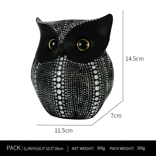Black resin owl statue - modern perforated design for living room TV cabinet and entryway decoration Tristar Online