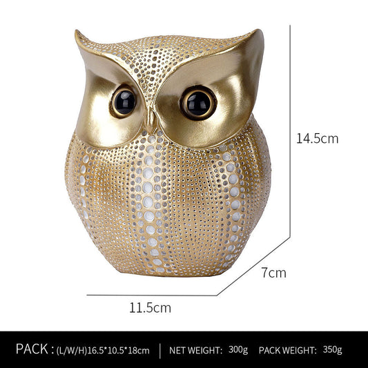 White Gold resin owl statue - modern perforated design for living room TV cabinet and entryway decoration Tristar Online