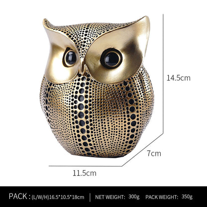 Black gold resin owl statue - modern perforated design for living room TV cabinet and entryway decoration Tristar Online