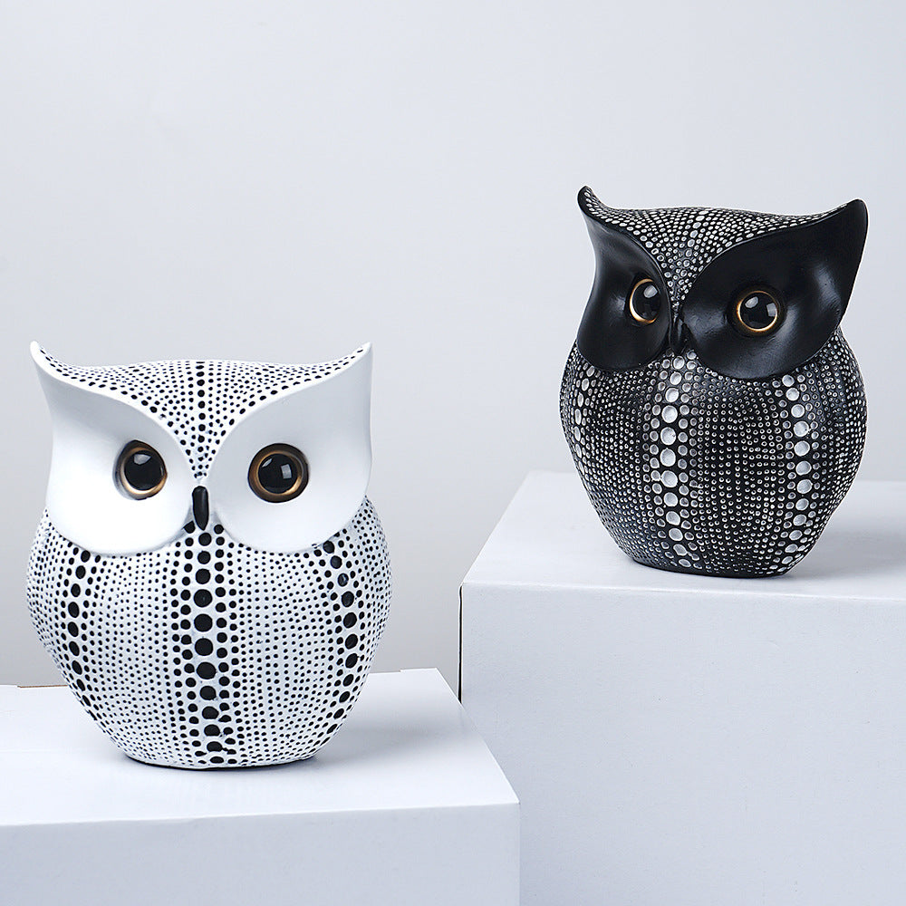 Black gold resin owl statue - modern perforated design for living room TV cabinet and entryway decoration Tristar Online