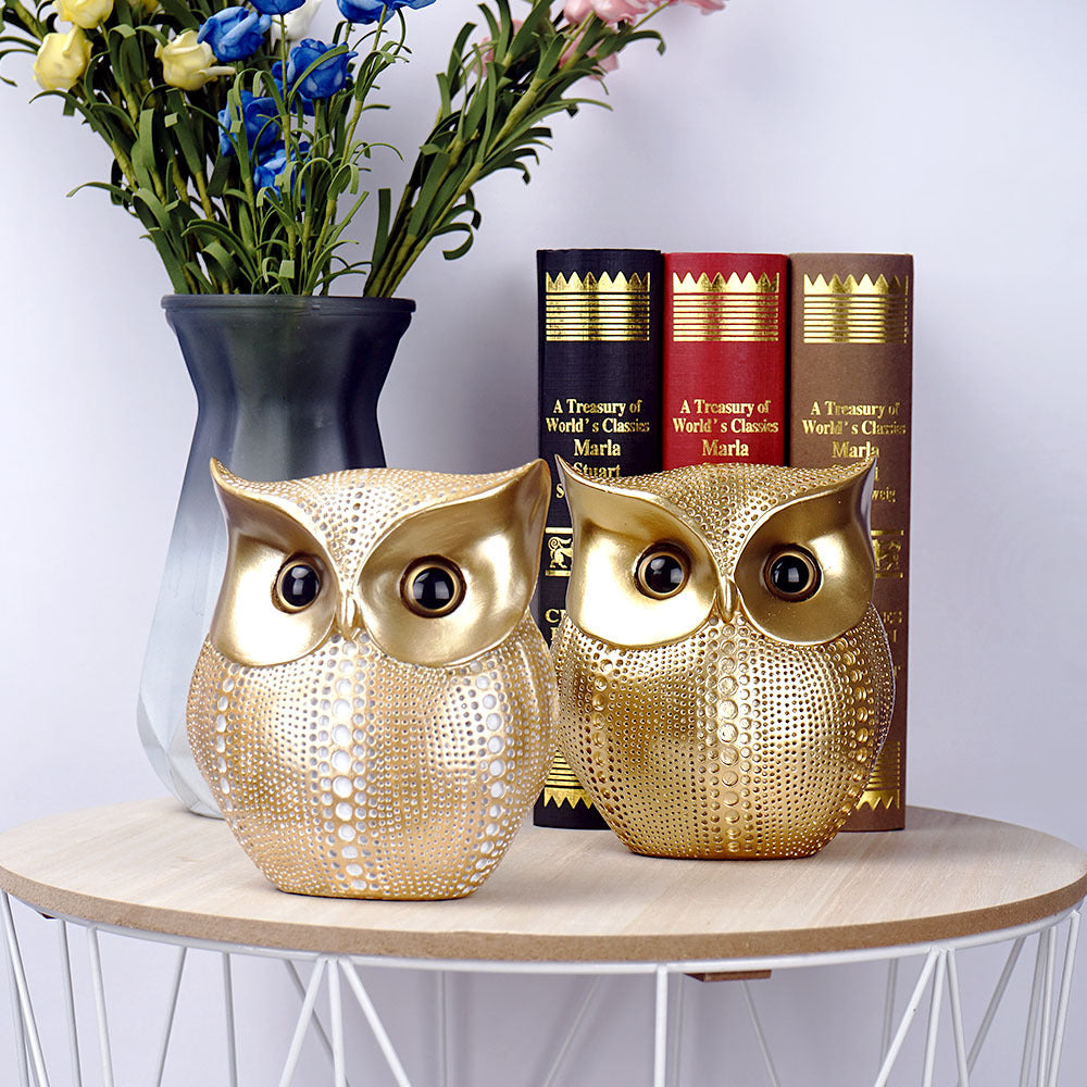 Black silver resin owl statue - modern perforated design for living room TV cabinet and entryway decoration Tristar Online