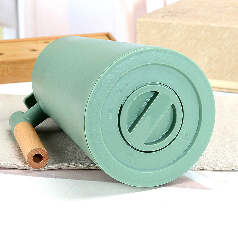1000ml White thermos bottle with wooden handle, double-layer glass liner coffee pot, suitable for hot and cold drinks Tristar Online