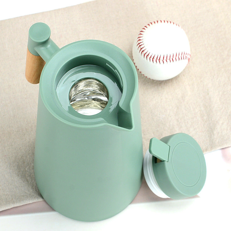 1000ml White thermos bottle with wooden handle, double-layer glass liner coffee pot, suitable for hot and cold drinks Tristar Online