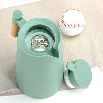 1000ml Bamboo Green thermos bottle with wooden handle, double-layer glass liner coffee pot, suitable for hot and cold drinks Tristar Online