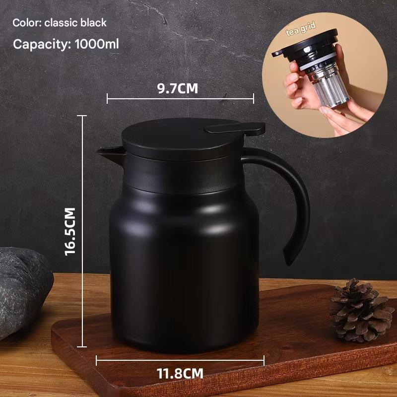 Black 316 Stainless Steel Stewing Tea Kettle with Wooden Handle - Insulated Tea and Coffee Kettle with Infuser for Home and Office Tristar Online