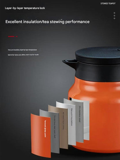 Black 316 Stainless Steel Stewing Tea Kettle with Wooden Handle - Insulated Tea and Coffee Kettle with Infuser for Home and Office Tristar Online