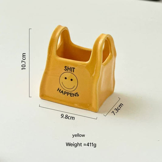 Yellow Ceramic Desktop Organizer - Cute Hand Shaped Pencil Holder and Makeup Brush Storage for Home and Office Tristar Online