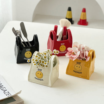 Black Ceramic Desktop Organizer - Cute Hand Shaped Pencil Holder and Makeup Brush Storage for Home and Office Tristar Online