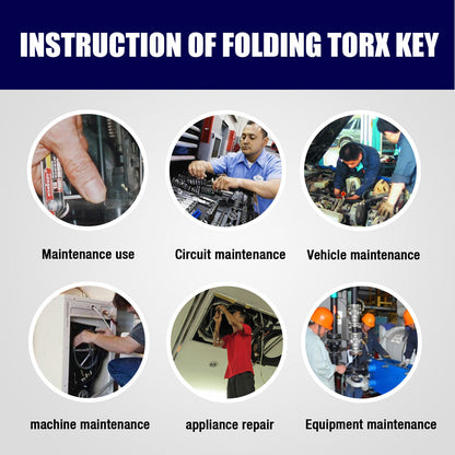 10-Piece Folding Torx Key Wrench Set - T6-T30 Star Keys, Portable Multi-Tool(silver) Tristar Online