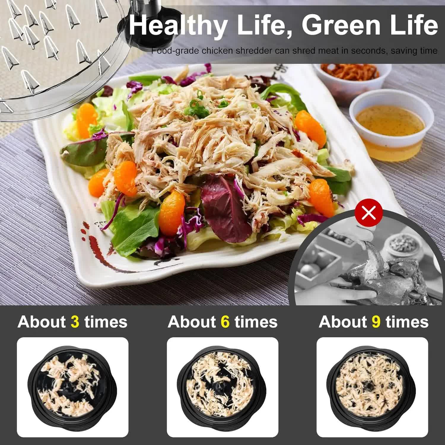 Upgraded Meat Shredder Tool - Rotating Chicken & Pork Puller with Anti-Slip Base & Ergonomic Grips(red) Tristar Online