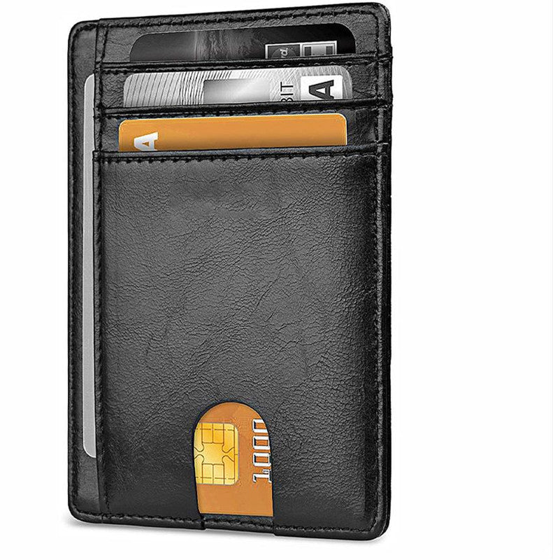 Slim Minimalist Leather Wallet with ID Window & RFID Blocking - Holds 12 Cards & Cash(Black) Tristar Online