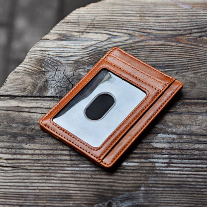 Slim Minimalist Leather Wallet with ID Window & RFID Blocking - Holds 12 Cards & Cash(Black) Tristar Online