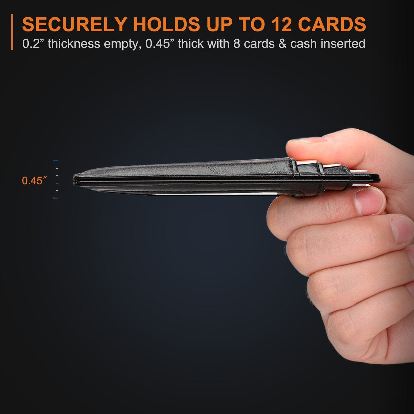 Slim Minimalist Leather Wallet with ID Window & RFID Blocking - Holds 12 Cards & Cash(Black) Tristar Online
