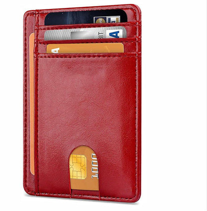 Slim Minimalist Leather Wallet with ID Window & RFID Blocking - Holds 12 Cards & Cash(Red) Tristar Online