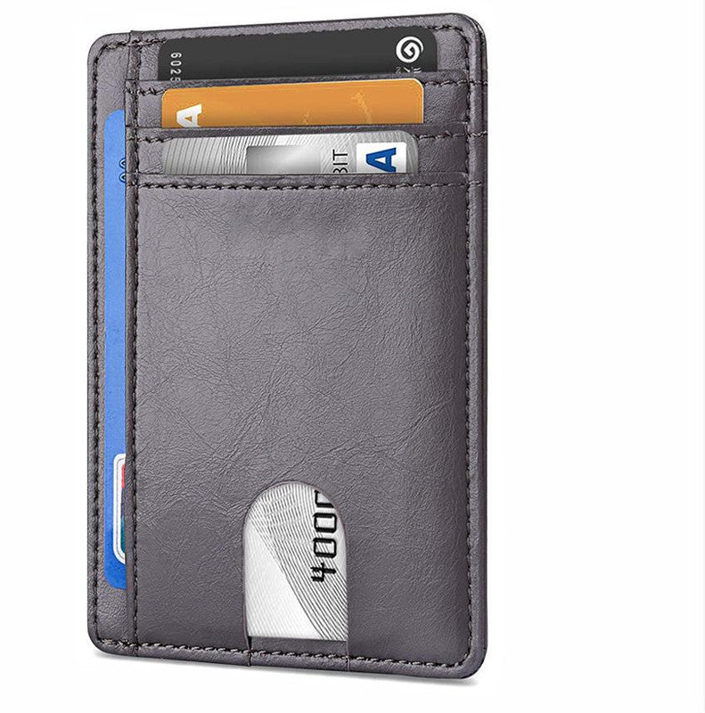 Slim Minimalist Leather Wallet with ID Window & RFID Blocking - Holds 12 Cards & Cash(Dark gray) Tristar Online