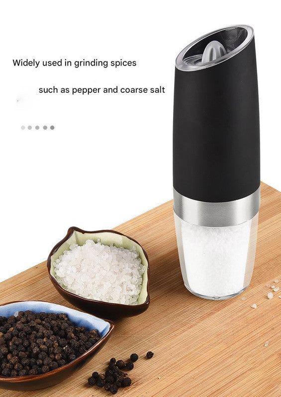 Gravity Electric Salt & Pepper Grinder Set - Adjustable Coarseness, LED Light, Battery Operated(black) Tristar Online