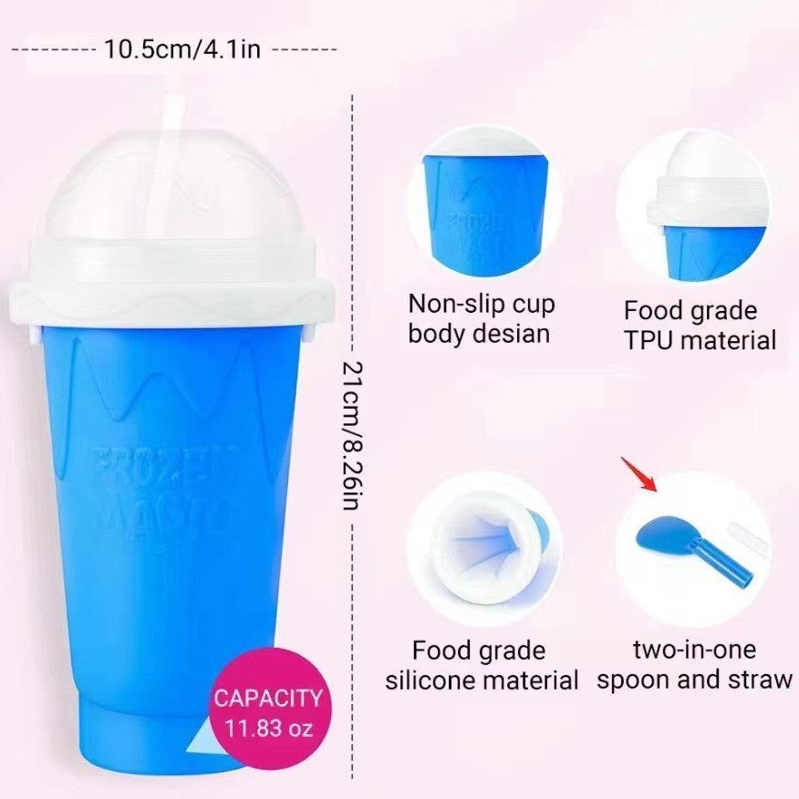 DIY Frozen Magic Slushy Maker Cup - Quick Squeeze Smoothie Cup with Lid & Straw/Spoon(Rose Red) Tristar Online