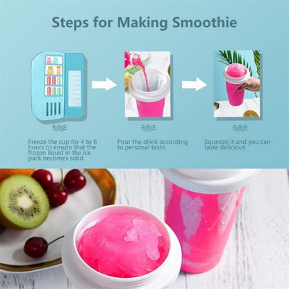 DIY Frozen Magic Slushy Maker Cup - Quick Squeeze Smoothie Cup with Lid & Straw/Spoon(Rose Red) Tristar Online