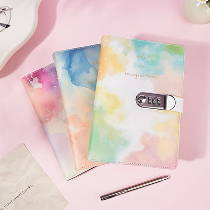 A5 Tie-Dye Journal with Combination Lock - 240 Pages, Soft Touch Cover Diary(Pink Green) Tristar Online