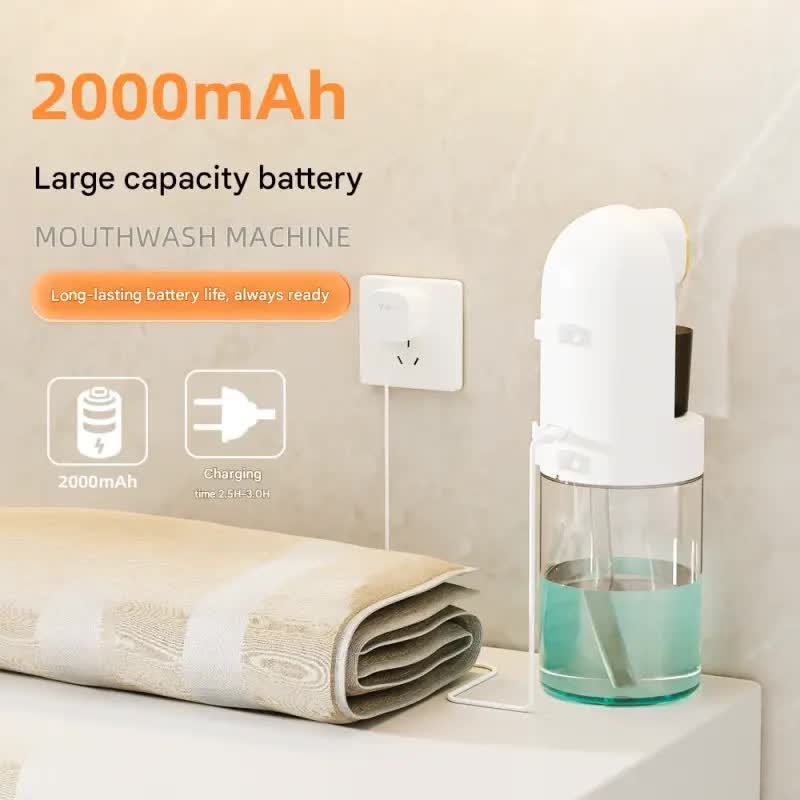 Smart Automatic Mouthwash Dispenser - 4 Adjustable Levels, LED Display, 2000mAh Battery & Magnetic Cups(black) Tristar Online