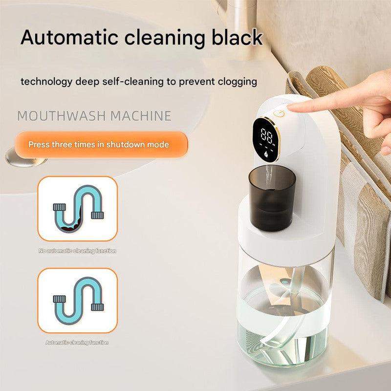 Smart Automatic Mouthwash Dispenser - 4 Adjustable Levels, LED Display, 2000mAh Battery & Magnetic Cups(black) Tristar Online