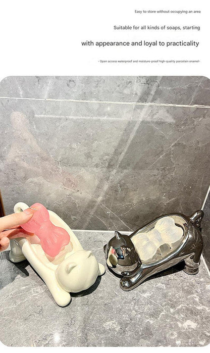 Charming Cat-Shaped Ceramic Soap Dish - Creative & Versatile Home Decor Accent(Milky white) Tristar Online