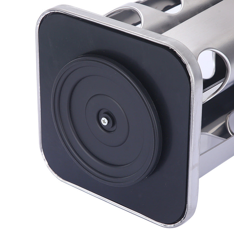 Modern stainless steel rounded corner rotating spice rack with 12 empty glass jars (88 ml each) Tristar Online