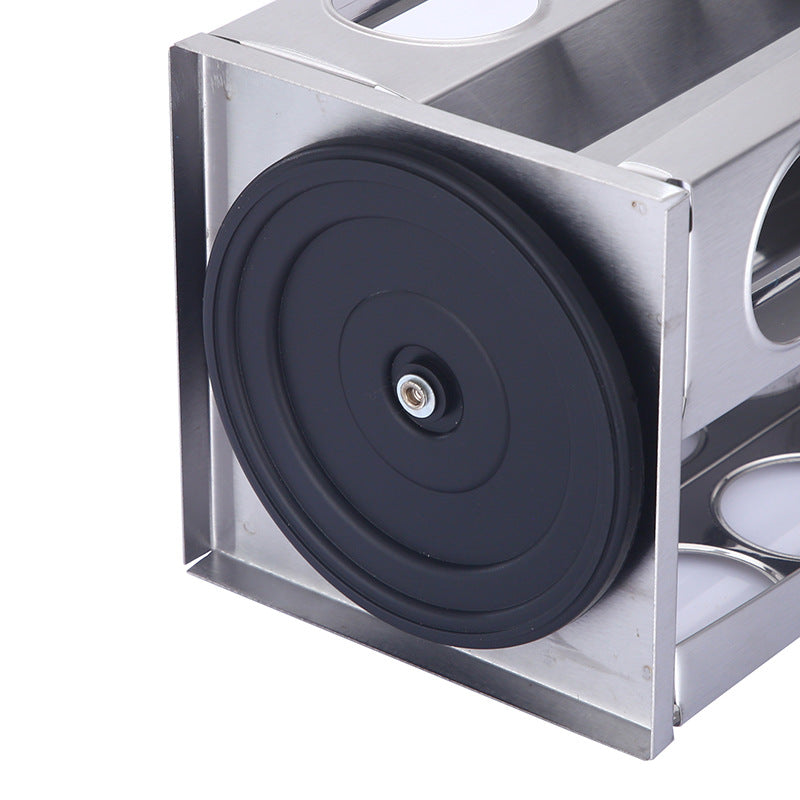 Modern stainless steel square spice revolving rack with 12 (88 ml each) empty glass jars Tristar Online