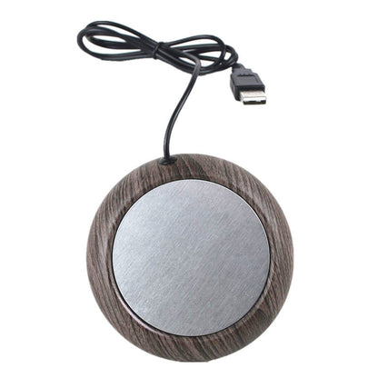 USB Cup Warmer - Dark Wood Grain Electric Beverage Warmer for Desk, Office and Home Tristar Online