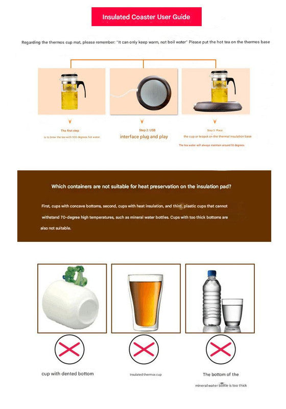 USB Cup Warmer - Dark Wood Grain Electric Beverage Warmer for Desk, Office and Home Tristar Online