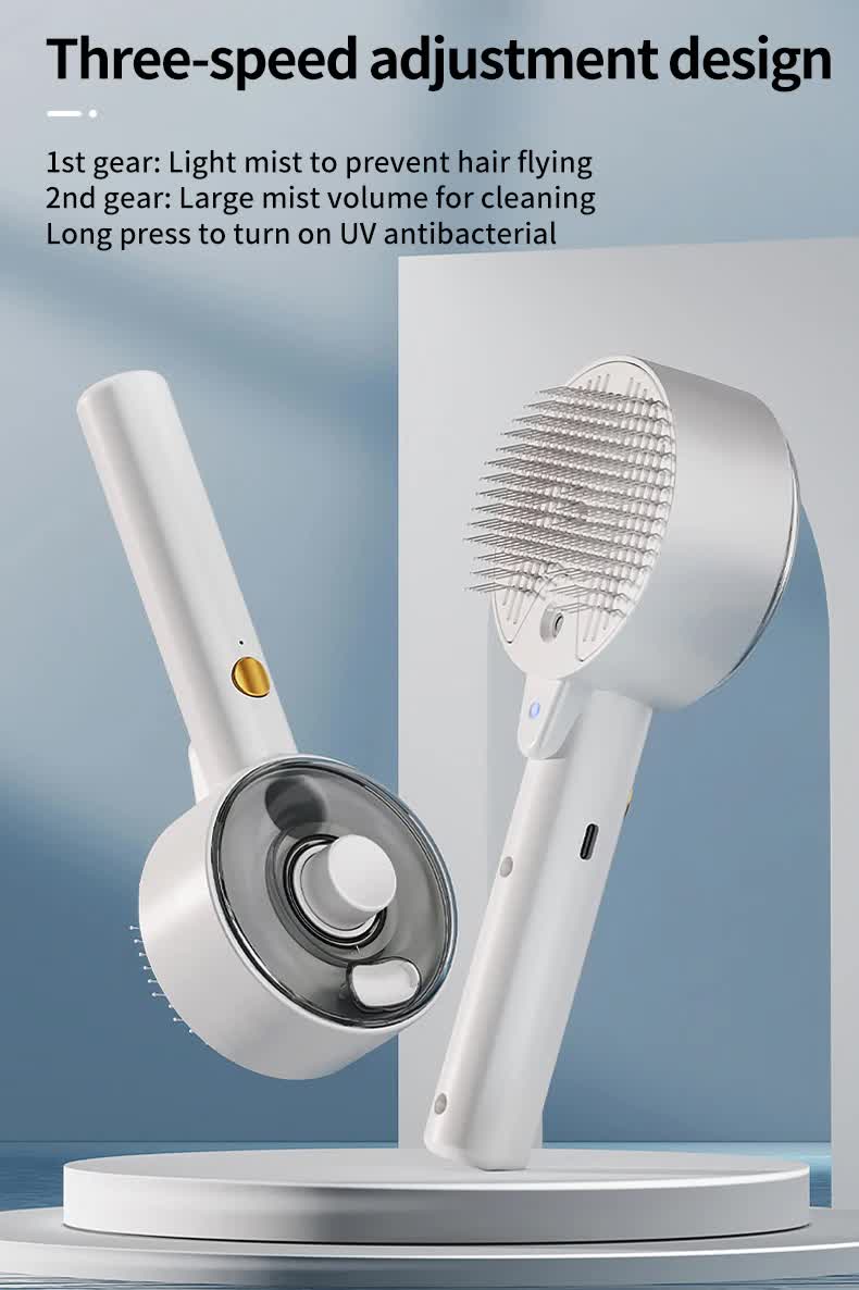 Pink Rechargeable Pet Grooming Brush with UVC Sterilizer & Mist Spray Tristar Online