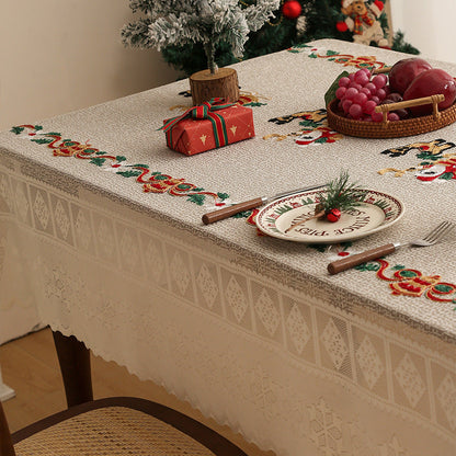 Embroidered Christmas Tablecloth - Embroidered Santa Claus, Reindeer (140*200cm) Tristar Online