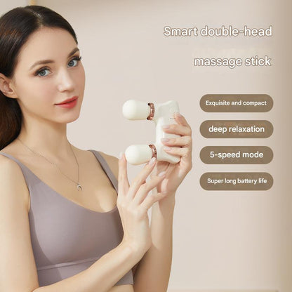 White Portable Dual Head Mini Massager - 5 Modes, Quiet Operation, USB-C Rechargeable Tristar Online