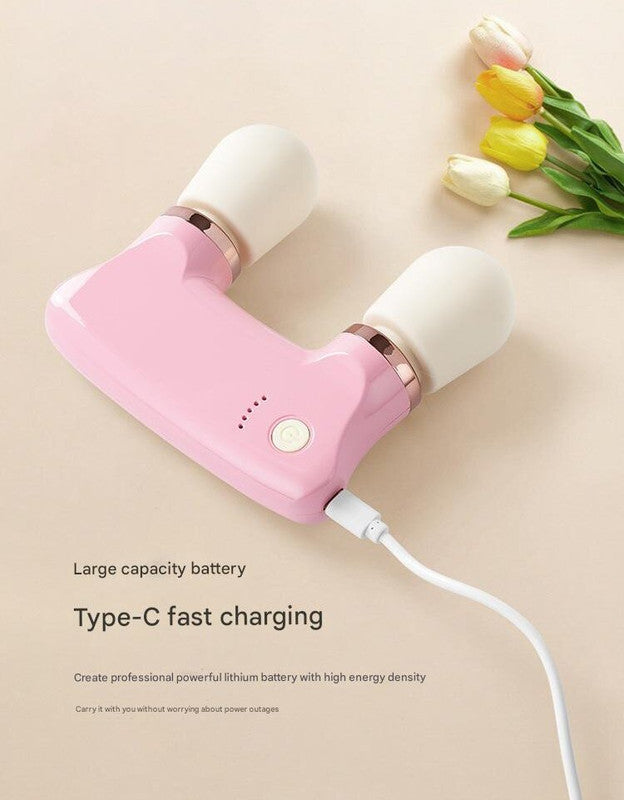 Pink Portable Dual Head Mini Massager - 5 Modes, Quiet Operation, USB-C Rechargeable Tristar Online