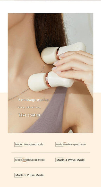 Light yellow Portable Dual Head Mini Massager - 5 Modes, Quiet Operation, USB-C Rechargeable Tristar Online