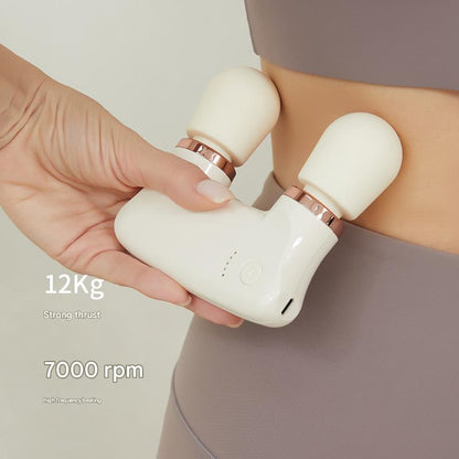 Light yellow Portable Dual Head Mini Massager - 5 Modes, Quiet Operation, USB-C Rechargeable Tristar Online