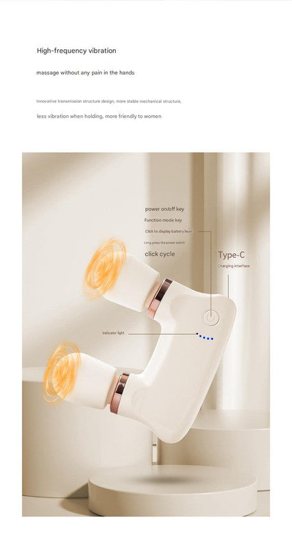 Light yellow Portable Dual Head Mini Massager - 5 Modes, Quiet Operation, USB-C Rechargeable Tristar Online