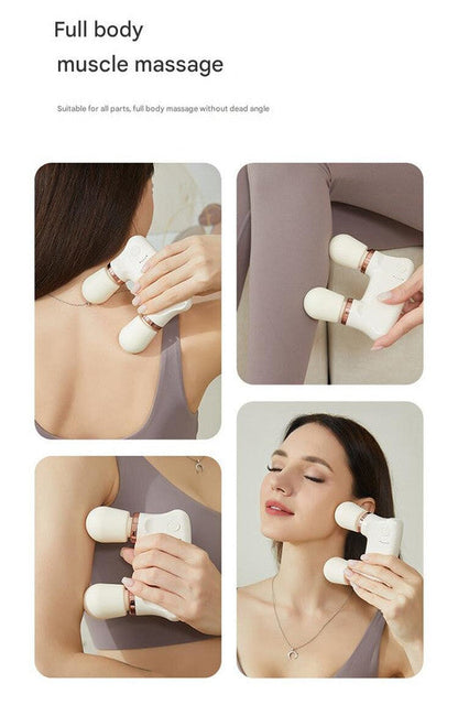 Light yellow Portable Dual Head Mini Massager - 5 Modes, Quiet Operation, USB-C Rechargeable Tristar Online
