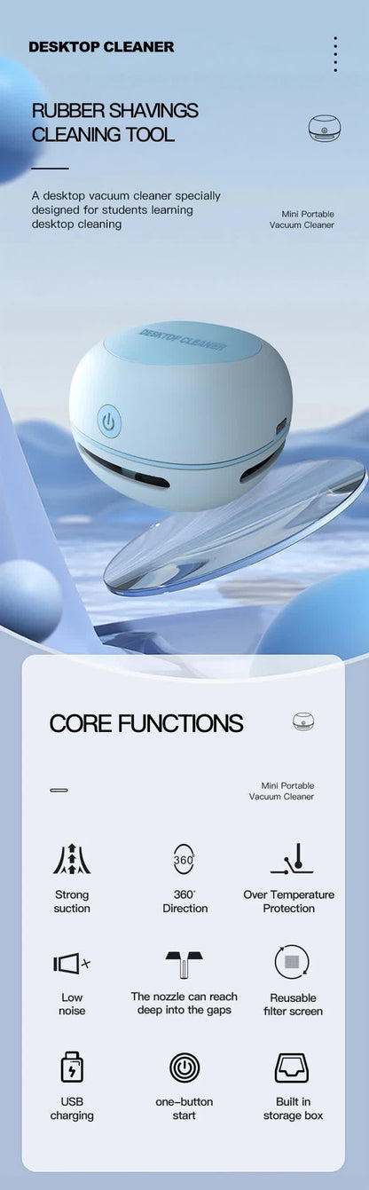 Blue Cordless Tabletop Crumb Sweeper - USB Rechargeable Mini Vacuum for Desk Tristar Online