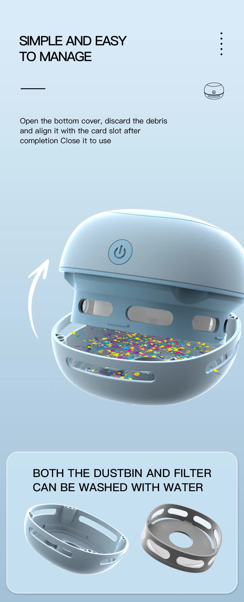 Blue Cordless Tabletop Crumb Sweeper - USB Rechargeable Mini Vacuum for Desk Tristar Online