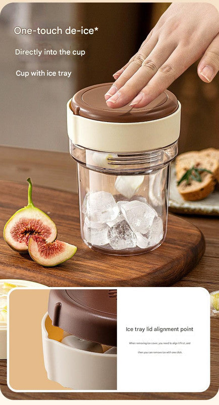 2-in-1 Ice Cube Maker Tumbler - Portable Cup with Integrated Silicone Ice Tray & Lid (1 cup + 1 ice tray) Tristar Online