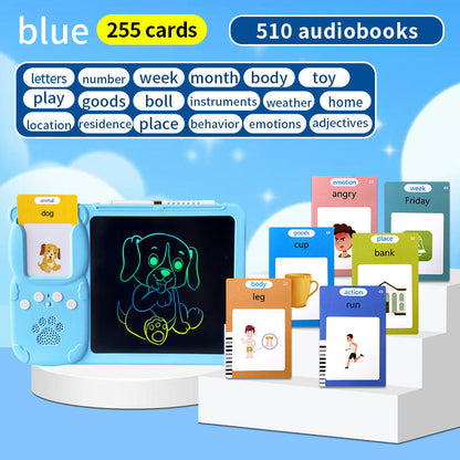 Blue (255 cards, pure English) Kids Interactive Early Education Toy: Combination Card Reader & LCD Drawing Board for Toddlers Tristar Online