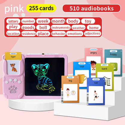 Pink (255 cards, pure English) Kids Interactive Early Education Toy: Combination Card Reader & LCD Drawing Board for Toddlers Tristar Online