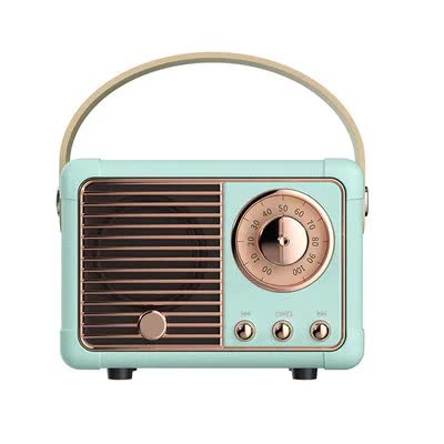 Blue Retro Bluetooth Speaker - Portable Mini Wireless Speaker with Vintage Radio Design (Product size: 7x11x5cm) Tristar Online