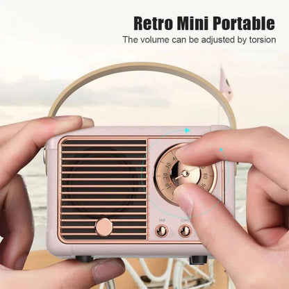 Blue Retro Bluetooth Speaker - Portable Mini Wireless Speaker with Vintage Radio Design (Product size: 7x11x5cm) Tristar Online