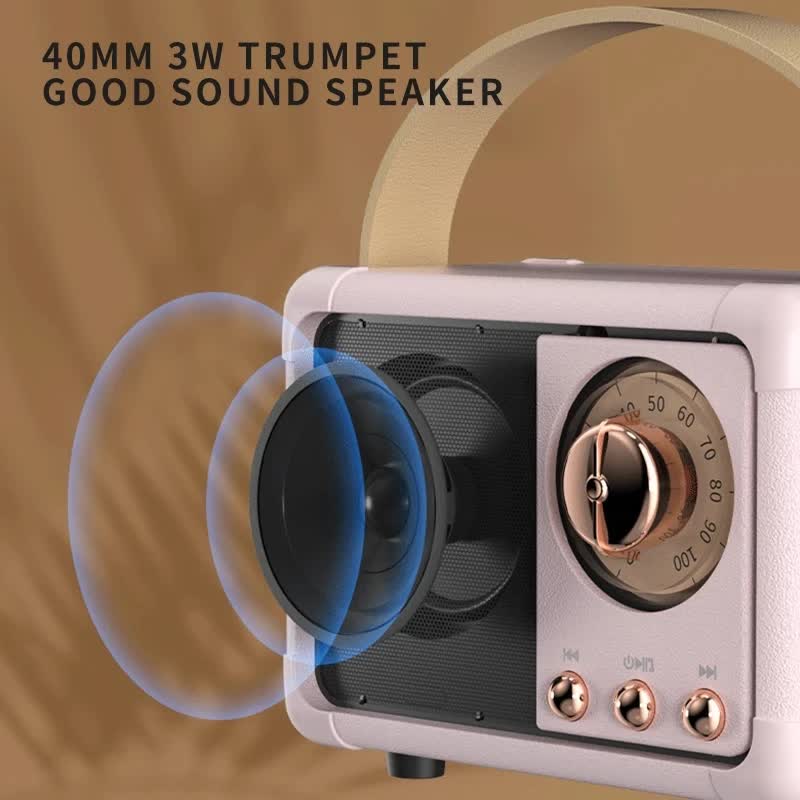 Blue Retro Bluetooth Speaker - Portable Mini Wireless Speaker with Vintage Radio Design (Product size: 7x11x5cm) Tristar Online