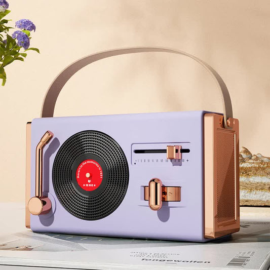 Purple Retro Record Player Style Bluetooth Speaker - Portable Wireless Turntable Design Audio Tristar Online