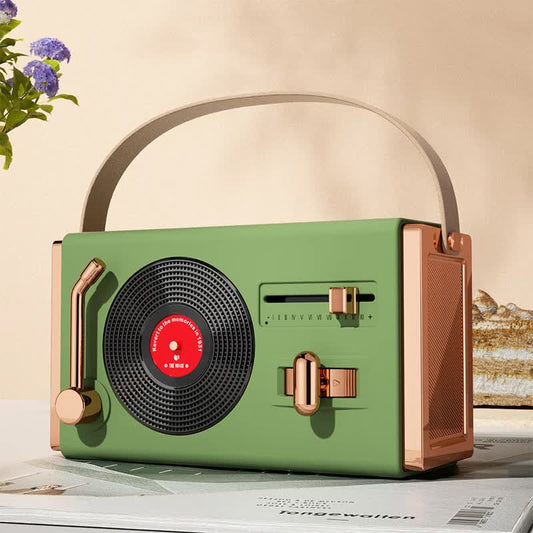 Green Retro Record Player Style Bluetooth Speaker - Portable Wireless Turntable Design Audio Tristar Online