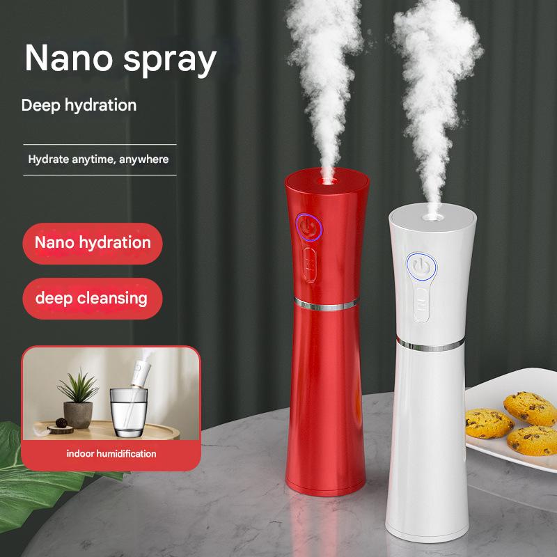 White 2 in 1 Cool Mist Humidifier and Facial Moisturizer - USB Rechargeable Portable Nano Sprayer Tristar Online