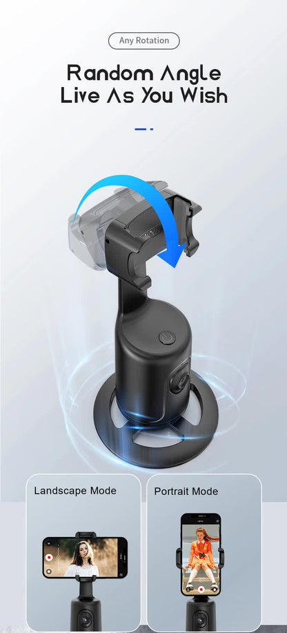 Black AI Smart Auto Tracking Phone Holder - 360° Rotation Face & Body Tracking Mount Tristar Online